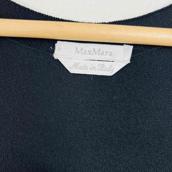 Max Mara Size Medium Maxi Dress Black Knit Sleeveless Scoop Neck Piping Detail - Picture 5 of 10